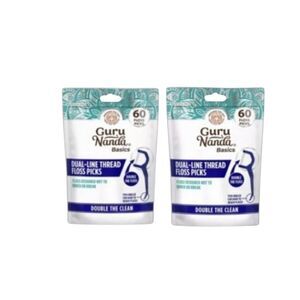 Guru Nanda Floss Picks Basics Double The Floss 2 Packs Of 60 Beauty Smile Health